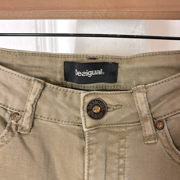 DESIGUAL Washed Khaki Embroidered Jeans - Picture 8 of 12